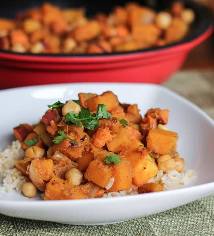 Butternut Squash and Sweet Potato Tagine - a nutritious vegan dish surely to please the whole family | TheRoastedRoot.net
