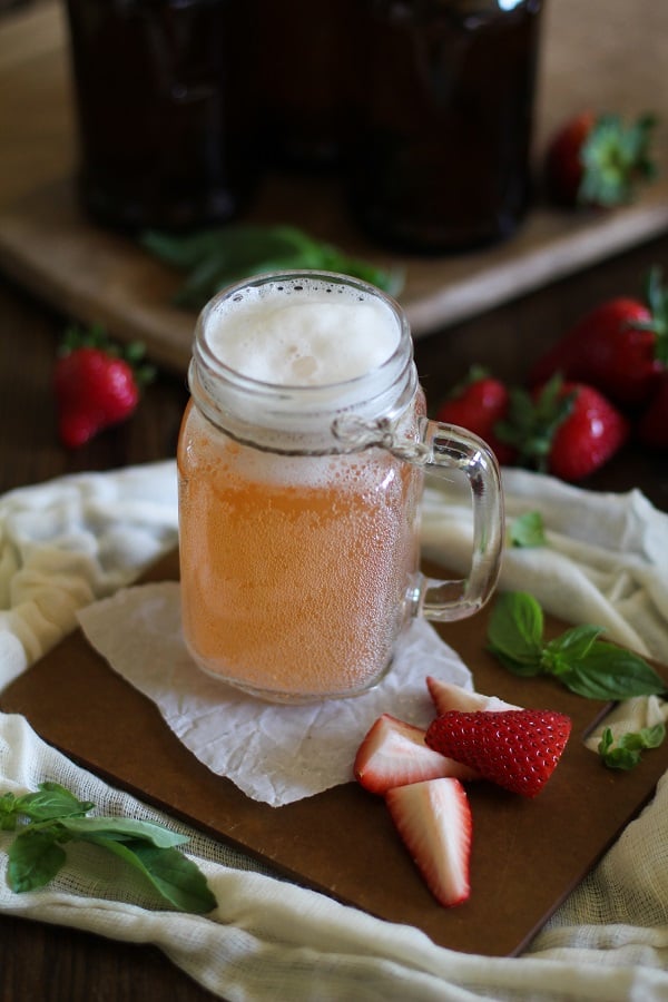 Strawberry Basil Homemade Kombucha