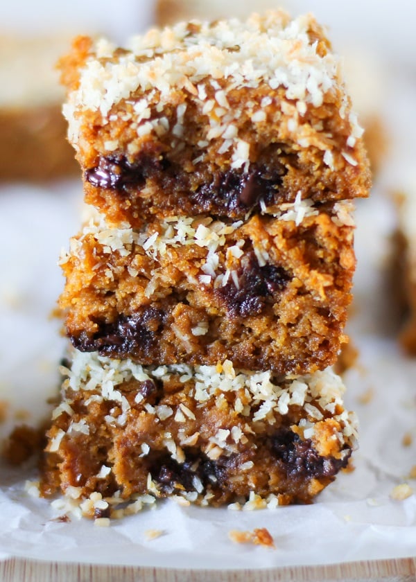 Grain Free Almond Butter Pumpkin Bars #glutenfree @barneybutter