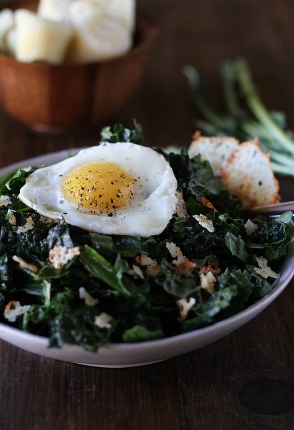 Lemony Kale Salad with Parmesan Crisps