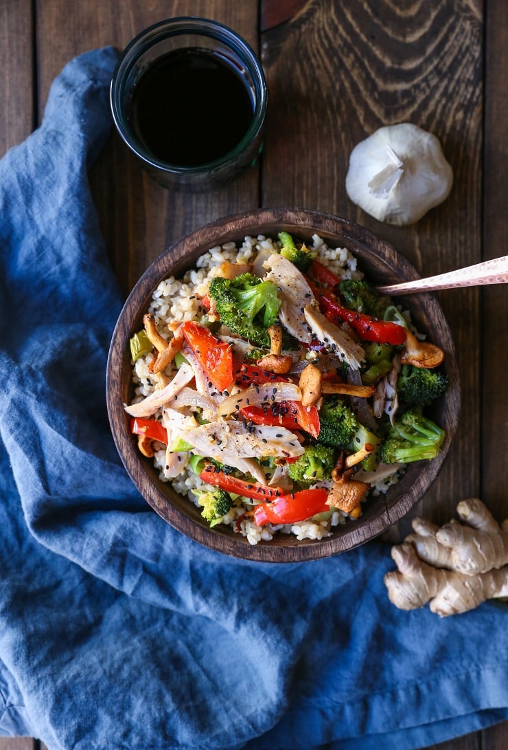 Leftover Turkey Stir Fry - a quick dinner recipe with only a few ingredients required | TheRoastedRoot.net #healthy #recipe #dinner