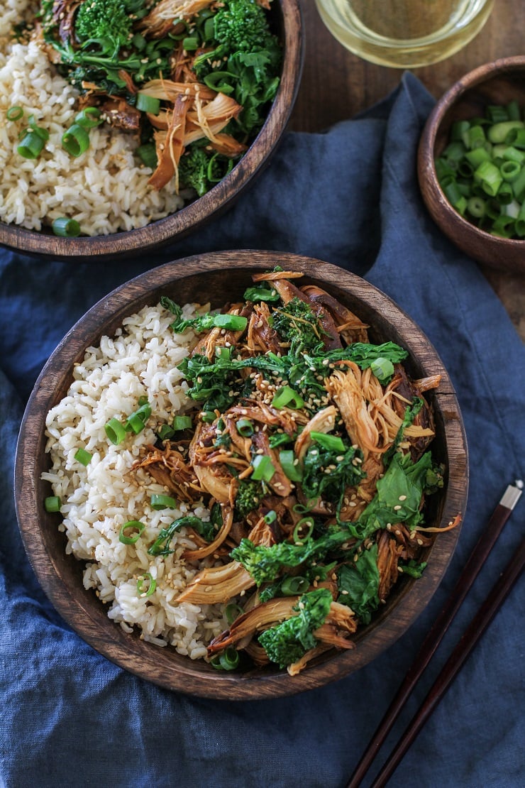 Crock Pot Teriyaki Chicken with Broccoli Rabe | TheRoastedRoot.net #healthy #dinner #recipe #glutenfree #paleo #ad