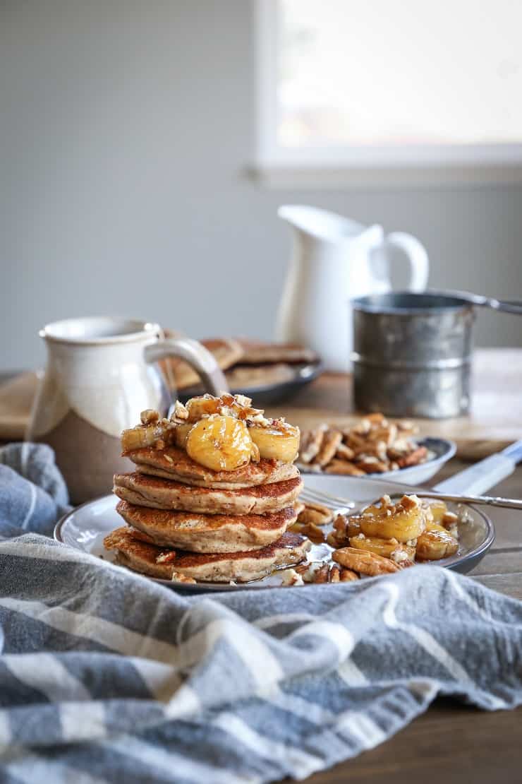 Gluten-Free Bananas Foster Banana Pancakes