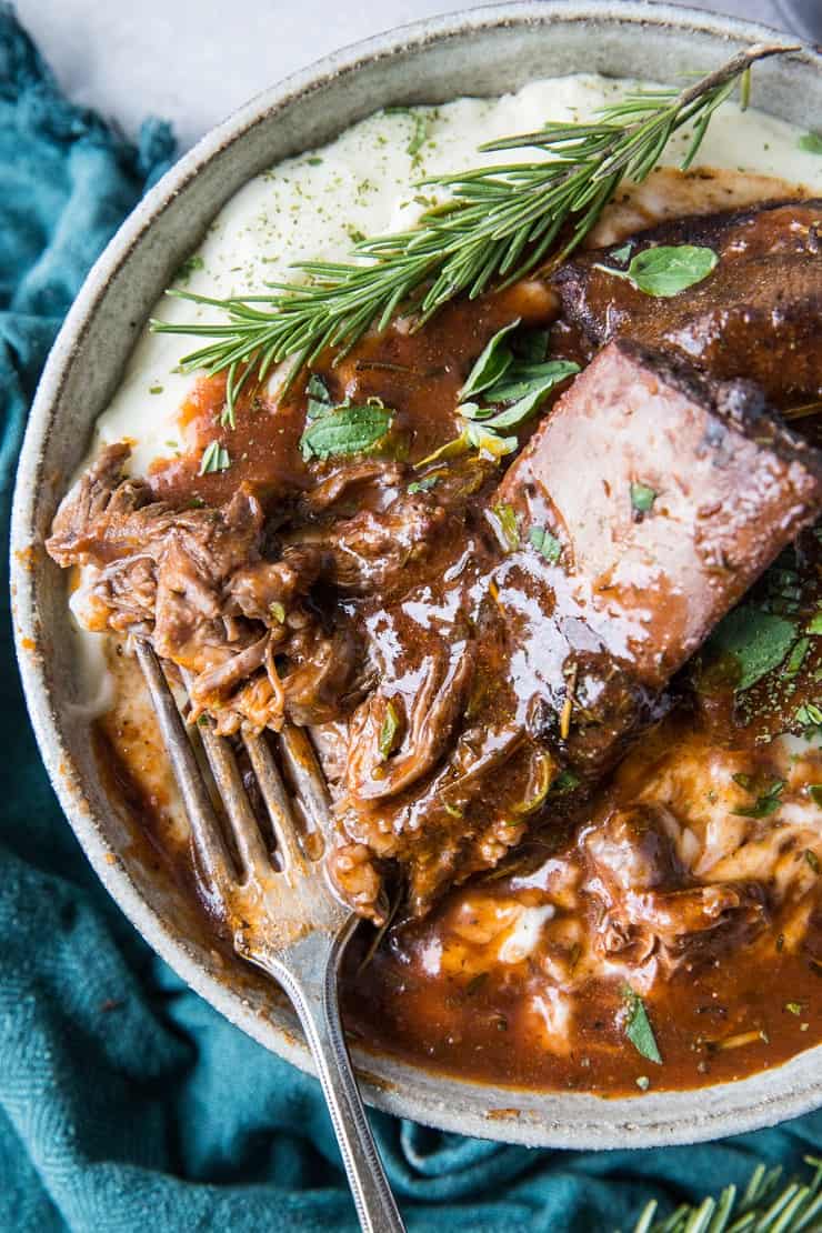 Instant Pot Red Wine Braised Short Ribs - a classic recipe for short ribs made easy in your pressure cooker | TheRoastedRoot.com