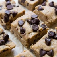 No-Bake Keto Chocolate Chip Cookie Bars - grain-free, sugar-free, paleo-friendly and only 6 ingredients and one bowl required.