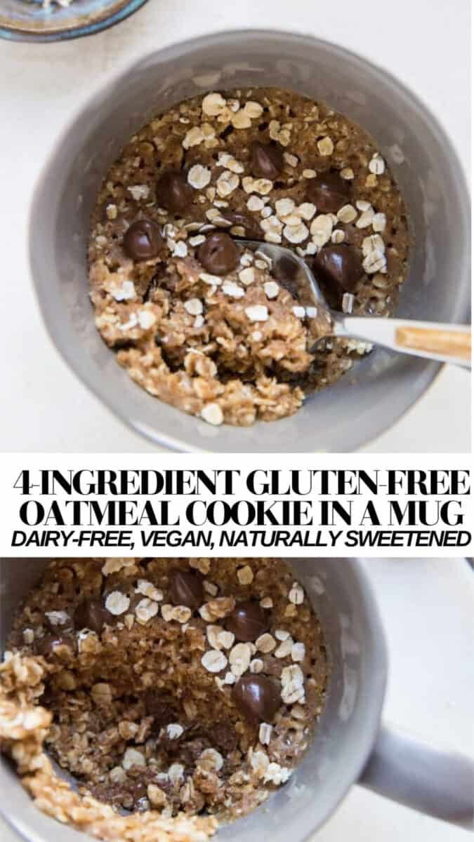 Single-Serve Oatmeal Cookie in a Mug - gluten-free, refined sugar-free, dairy-free, vegan, egg-free