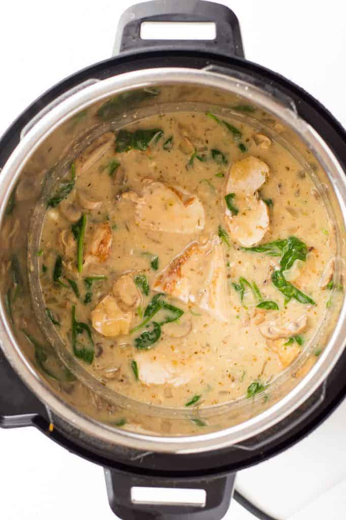 Instant Pot Creamy Mushroom Chicken from The Natural Nurturer - Comforting and creamy, this healthy dairy-free chicken stew with mushrooms may just be a weeknight staple!ย
