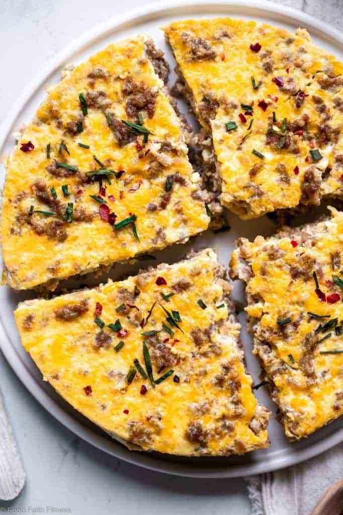 Instant Pot Breakfast Casserole with Sausage from Food Faith Fitness - This Instant Pot Breakfast Casserole with Sausage is an easy, 4 ingredient breakfast that is low carb, gluten free and healthy! You will LOVE it!