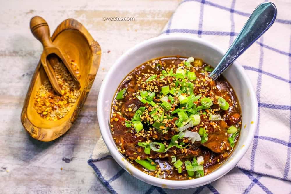 Skinny Mongolian Beef from Sweet C Designs - Sweet and sticky with a touch of heat, this healthier Mongolian beef recipe is a cinch to make in your pressure cooker! Itโs paleo friendly and made healthier for those who love takeout-style food on the daily!ย
