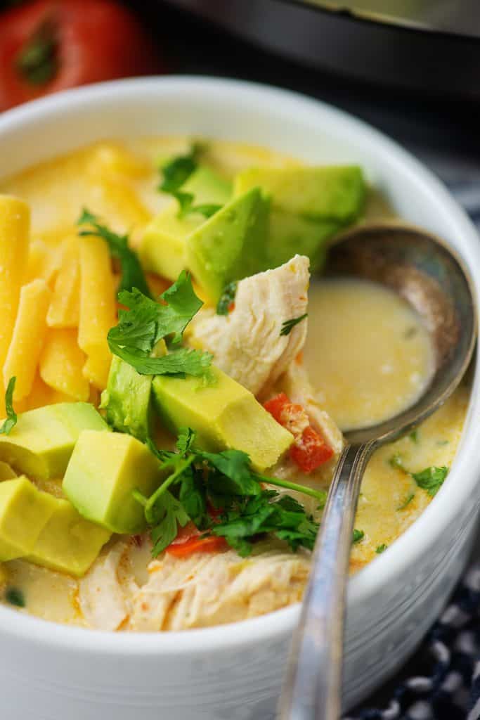 Chicken Fajita Soup from That Low-Carb Life - This CHICKEN FAJITA SOUP is made in the Instant Pot so itโs quick to throw together, but it tastes like it cooked all day. Fresh, flavorful, packed with veggies, and itโs keto friendly and low carb, too!ย