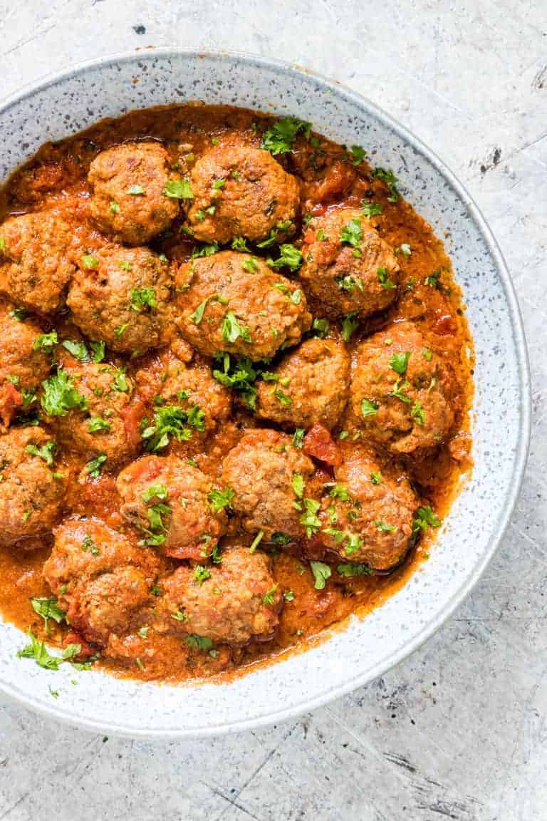Instant Pot Meatballs from Recipes from a Pantry - These Instant Pot Meatballs are juicy, effortless and made from pantry staple ingredients and require only a few mins cooking in the Instant Pot.ย