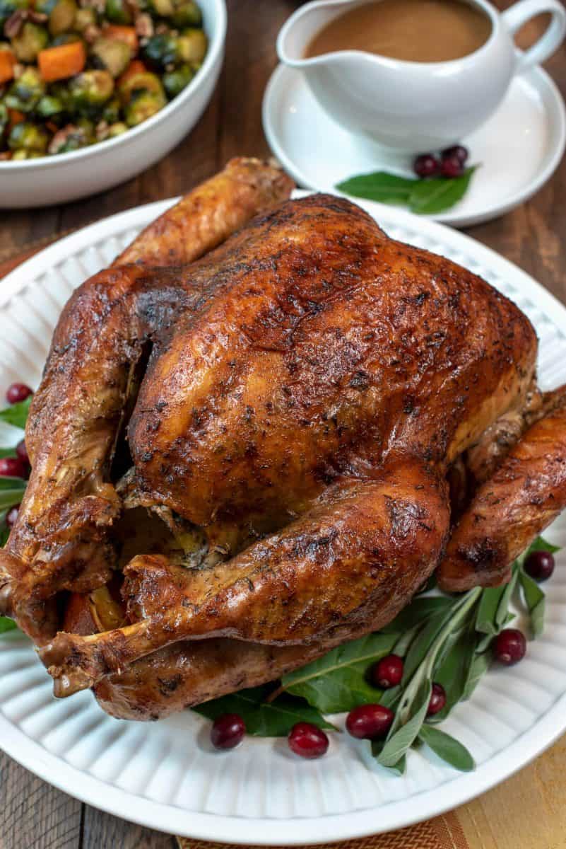 Dry Brine Turkey with garlic Butter Rub from Valerieโs Kitchenย - The process of dry brining a turkey creates an incredibly tender, juicy result with beautifully browned, crispy skin. This Dry Brine Turkey with Garlic Butter Rub will make a gorgeous centerpiece for your holiday table.