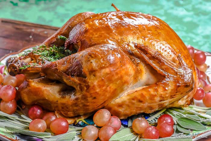 Roast Turkey with Apple Cider Brine from Flavor Mosaicย -ย The secret to this amazing turkey recipe is the Apple Cider Brine and lots of butter. Bringing the turkey in an apple cider brine, then roasting it with plenty of butter and seasoning results in a delectable texture and tons of flavor.