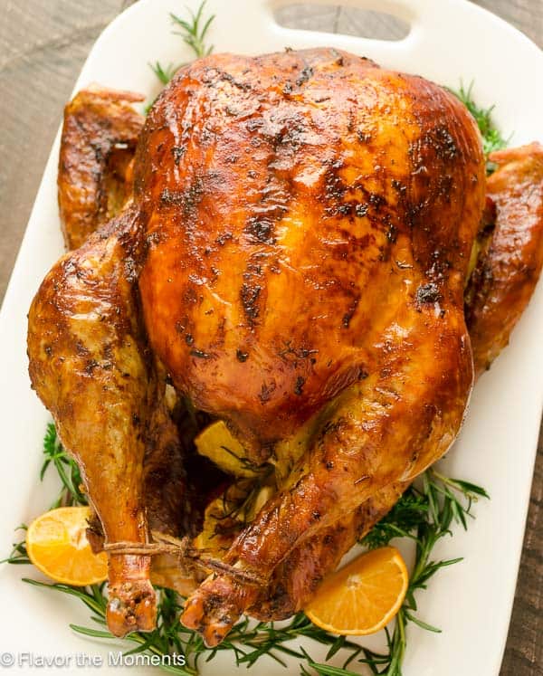 Dry Brined Orange Rosemary Roasted Turkey from Flavor the Moments - ย Dry Brined Orange Rosemary Roasted Turkey is the easy way to brine your turkey with no messy liquid and the crispiest skin ever!