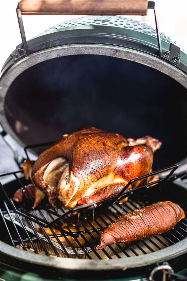 Perfect Smoked Turkey Recipe from Salt and Pepper Kitchen - Why smoke a turkey? The main reason to smoke your turkey is it will taste fantastic. And it will taste like aย Thanksgiving turkey: the smoky flavor wonโt overwhelm the birdโs natural delicate flavor, and the flesh will retain tenderness moisture much better than with roasting. Itโs also at least as easy as a roasted bird, and takes little or no more time.