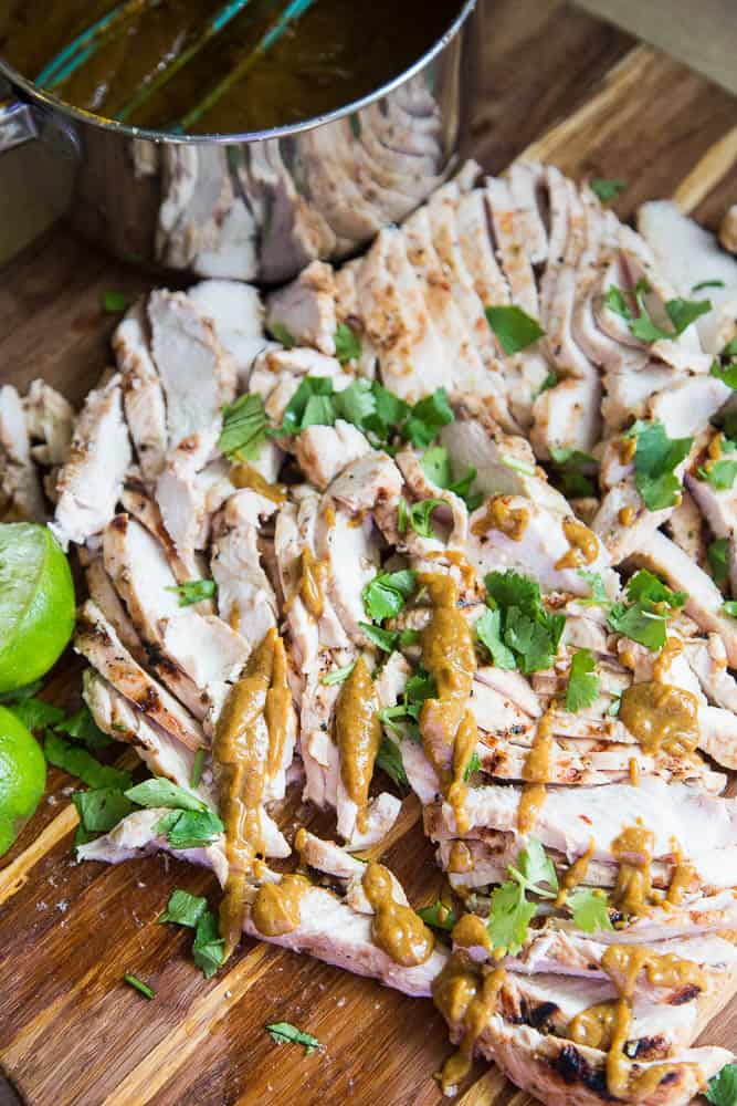 Easy Thai Grilled Chicken with Peanut Sauce - paleo, whole30, low-carb