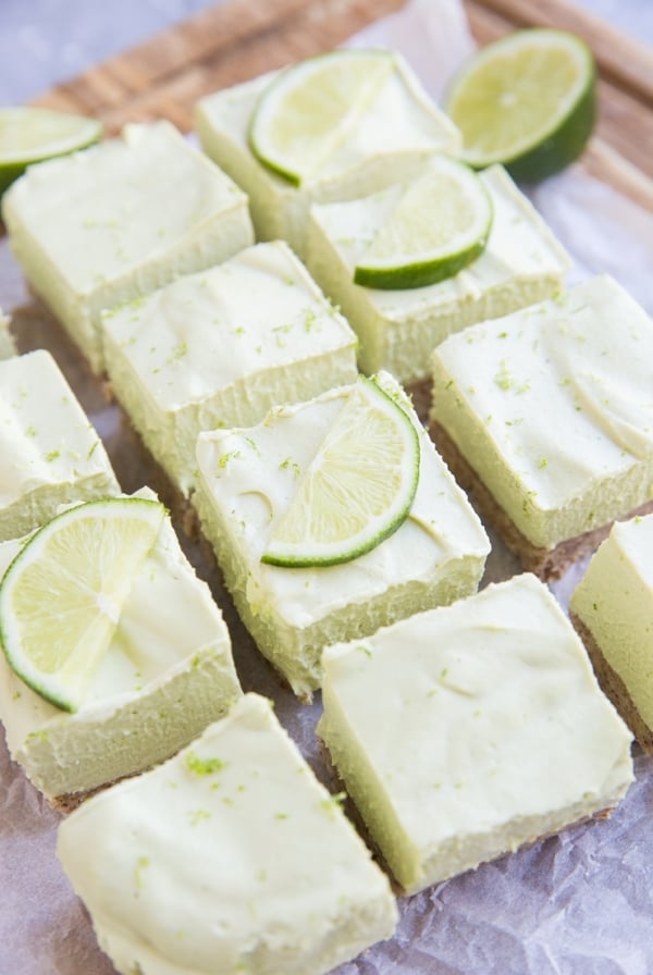 Keto Key Lime Pie bars made sugar-free, vegan, dairy-free, and grain-free. A delicious low-carb summer no-bake dessert recipe!