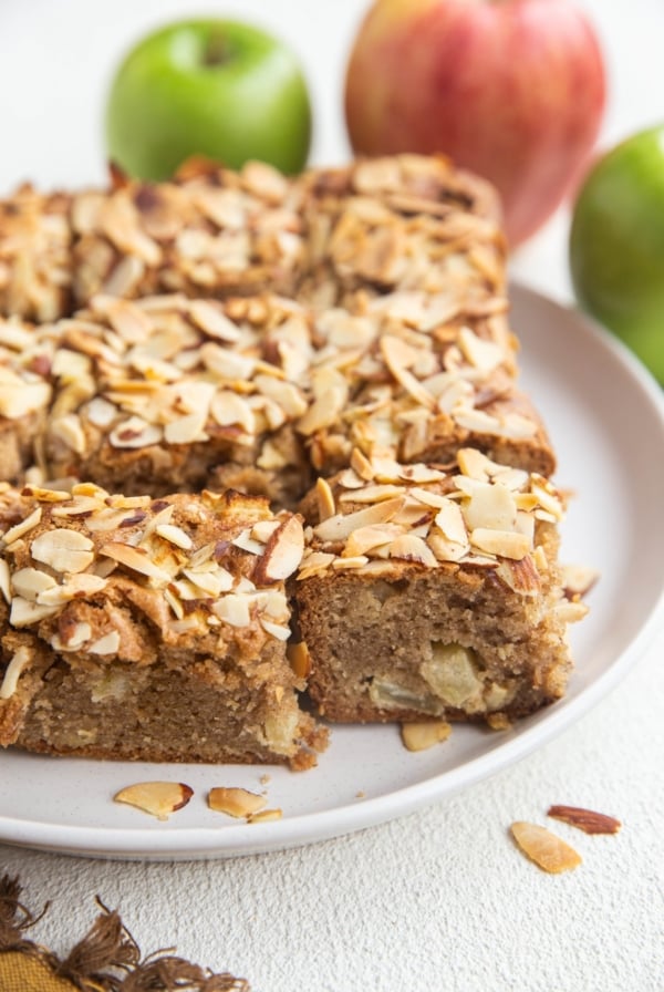 Slices of apple cake on a plate