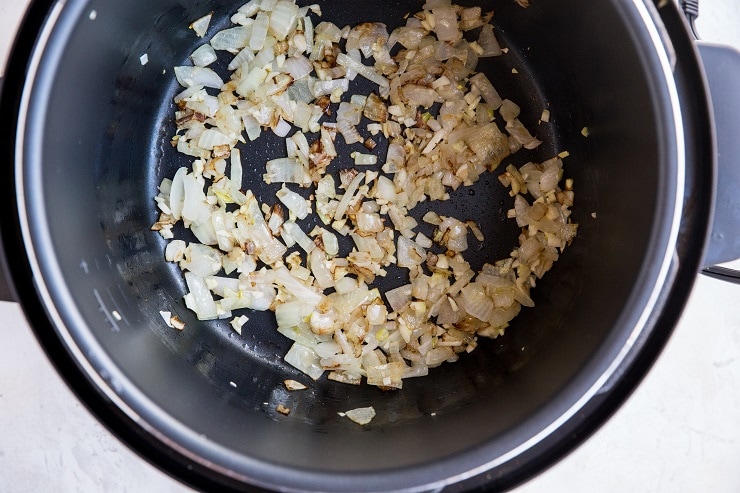 Sauté the onion until brown