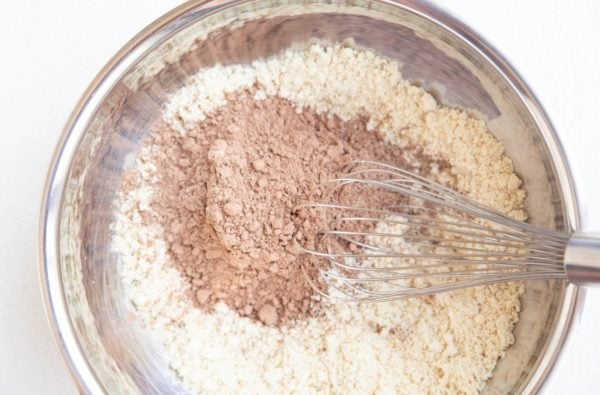 dry ingredients for brownies in a bowl