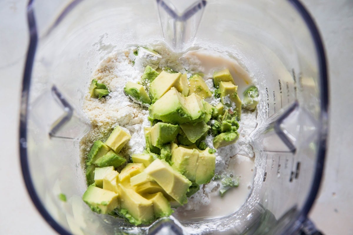 Add all of the ingredients for a blender and blend until smooth. Or, mix the batter in a mixing bowl.