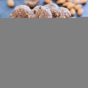 Paleo Fat Balls made with almonds, cacao nibs, coconut butter, and pure maple syrup. With a keto option! | TheRoastedRoot.net #healthysnack #glutenfree #grainfree