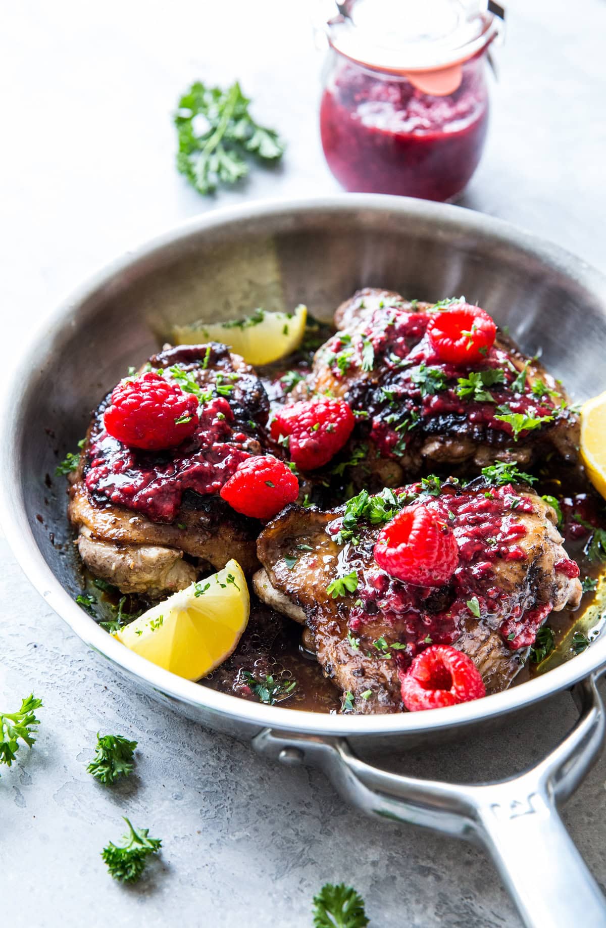 balsamic chicken in a skillet