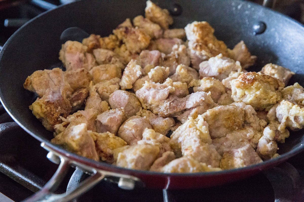 Pan fried breaded pork for sweet and sour pork