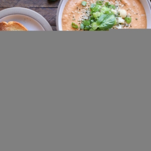 Creamy Vegan Tomato Basil Soup - a dairy-free, gluten-free recipe made with all whole food ingredients!