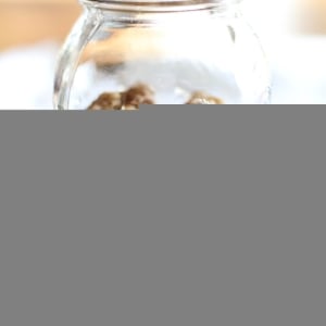 Jar full of walnut granola.